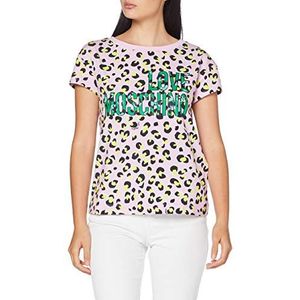 Love Moschino Dames Allover Animal & Logo Print T-Shirt, meerkleurig (P.Leopard/Pink 0015), 40 (fabrikantmaat: 46)