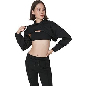 Trendyol Dames Sportkleding Getailleerde Capuchon Knit Sweatsuit, Zwart, L