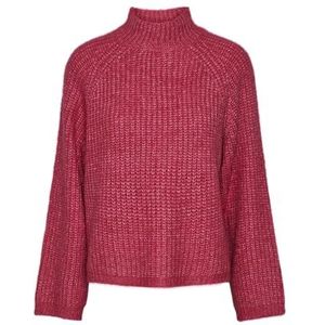 PIECES Dames Pcnell Ls High Neck Knit Noos, Beetroot Purple., XS