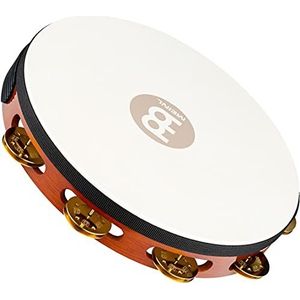 Meinl Percussion TAH1B-AB Headed Wood Tambourine met messing klemmen (1 rij), 25,40 cm (10 inch) diameter, afrikaanbruin