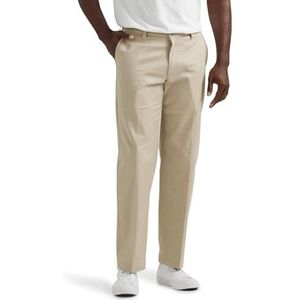 Lee heren total freedom stretch relaxed fit flat front pant, Zand, 40W / 30L