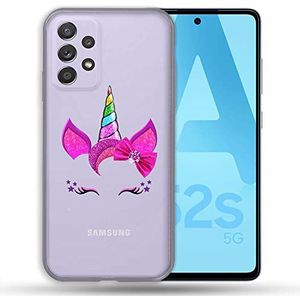 Beschermhoes voor Samsung Galaxy A52 / A52S, eenhoorn, pailletten
