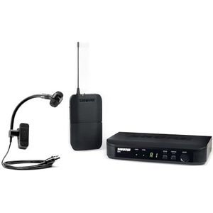 Shure BLX14/P98H UHF Wireless Microfoonsysteem voor blikblaasinstrumenten - 14 uur batterijduur, 100 m bereik | Bevat PGA98H clip-on instrumentenmicrofoon, enkele kanaalontvanger | K3E band