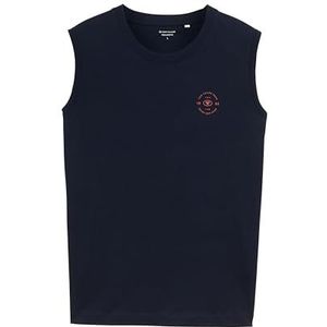 TOM TAILOR Basic tanktop voor heren met logo-print, 10668 - Sky Captain Blue, XS