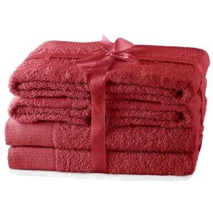 AmeliaHome handdoekenset rood 4 handdoeken 50x100 cm en 2 douchehanddoeken 70x140 cm 100% katoen kwaliteit absorberend donkerrood Amari