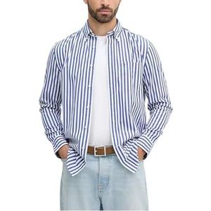 TOMMY HILFIGER - Gestreept Popeline Flex Overhemd - Blauw - Katoen