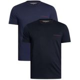 Man's Pure Cotton 2-Pack T-shirt met ronde hals Blauw XL Regular FIT, Blauw, XL