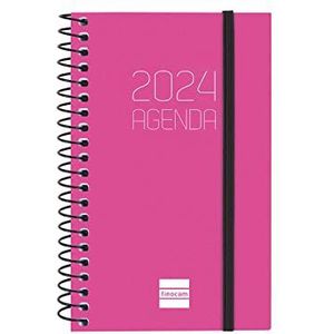 Finocam - Agenda 2024, spiraalbinding, weekoverzicht, horizontaal, januari 2024 - december 2024 (12 maanden), roze Catalaans