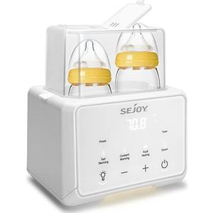 Sejoy Formula melkflessenwarmer voor baby's, 6-in-1, verwarmen van babyvoeding, voedingsaccessoires en accessoires voor het voeden van babyflesjes, wit