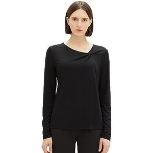TOM TAILOR T-shirt met lange mouwen voor dames, 14482 - Deep Black, XXL