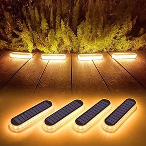 Lacasa Solar Decking Lights, LED Buitenverlichting op zonne-energie, Solar Trapverlichting waterdichte IP68, Solar Tuinverlichting voor Buiten, Terras, Oprit, 40lm, Warm Wit licht - 4 stuks