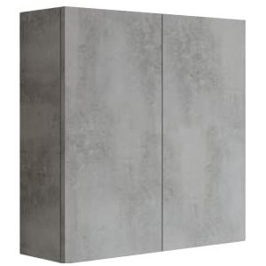 Mama Store Dubbele kast met 2 deuren en openingssysteem, Push And Pull, gelamineerd, L. 68 x B 22 x H 71 cm, hout, betongrijs