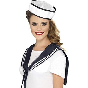 Smiffys Sailor sjaal, hoed, wit, eenheidsmaat