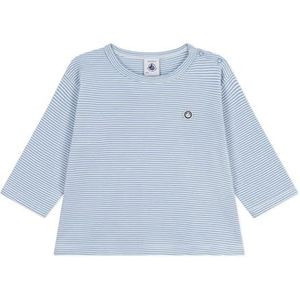 Petit Bateau Katoenen baby-T-shirt met lange mouwen, gestreept, Adriatic/Marshmallow, 3 Maanden