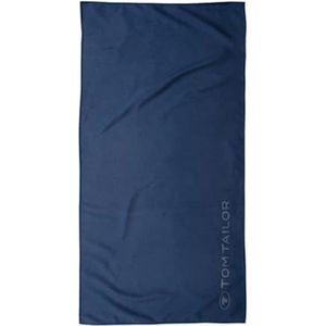 TOM TAILOR Fitnessdoek, 70 x 140 cm, 80% polyester, 20% polyamide/microvezel, met fijne stiksels en logo in reliëf, Sports Towel blauw (Dark Navy)