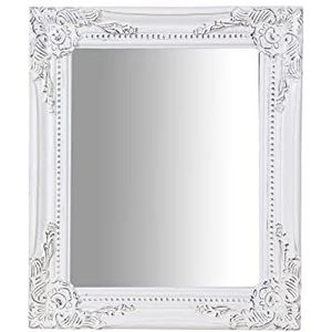 Wandspiegel 33 x 26 x 3 cm Made in Italy | Spiegel Shabby hout wit | barokke spiegel | rechthoekige badkamerspiegel