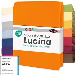 CelinaTex Lucina for Kids hoeslaken voor kleine kinderen, 60x120-70x140 cm, oranje katoenen hoeslaken