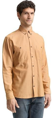 TOM TAILOR heren overhemd, 38973 - Mid Brown Herringbone, XL