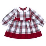 Chicco - Jurk - Groen Rood Wit - Geruit - Lange Mouw - Knielengte