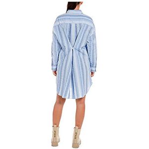 Replay Dames W9019 Jurk, 010 Wit/Azuur/Blauw, L, 010 Wit/Azuur/Blauw, L
