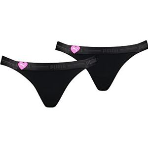 PUMA Dames Heart String Thong Panties, zwart, M