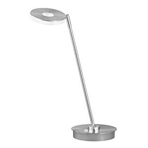 Fischer & Honsel Tafellamp Dent, bureaulamp dimbaar in 3 standen of traploos via knop, chroomkleuren, hoogte: 46cm 50580 nikkelkleuren