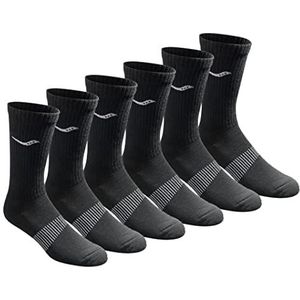 Saucony Multi-pack Mesh Ventilatie Comfort Fit Performance Crew Sokken voor mannen Hardlopen sokken, Zwarte massieve voet (6 paar), Schoen Size: 8-12, Zwarte massieve voet (6 paar), Shoe Size: 8-12