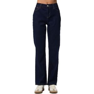 PIECES Pckelly Mw Straight Jeans Rinse Noos Bc, donkerblauw (dark blue denim), 29W / 32L