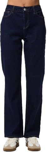 PIECES Pckelly Mw Straight Jeans Rinse Noos Bc, donkerblauw (dark blue denim), 29W / 32L