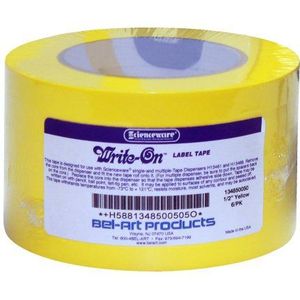 Bel-Art Write-On Yellow Label Tape; 40yd lengte, ¹/₂ in. breedte, 3 inch. Core (Pack van 6) (F13485-0050)