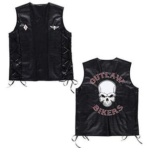 Widmann - Kostuum biker vest Outlaw, in lederlook, rocker, carnavalskostuums, carnaval, Halloween