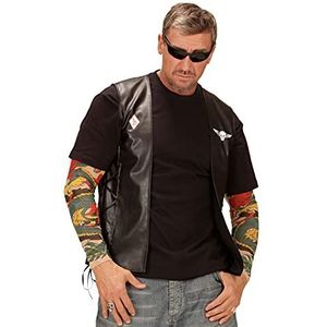 Widmann - Kostuum biker vest Outlaw, in lederlook, rocker, carnavalskostuums, carnaval, Halloween