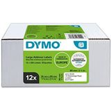 DYMO originele grote LW-adreslabels | 36 mm x 89 mm | 12 rollen met elk 260 Easy-Peel-labels (1560 labels) | Zelfklevend | Geschikt voor LabelWriter-labelmakers