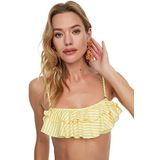 Trendyol Dames bovenstuk zonder bandjes van de gestreepte bikini met swingwiel, geel, 42