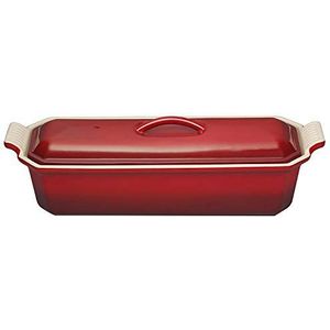 Le Creuset Terrine met pers, steengoed, rechthoekig, 28 cm, kersenkleur