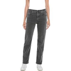 Replay Dames Maijke Straight Jeans, 097, donkergrijs, 23W x 28L