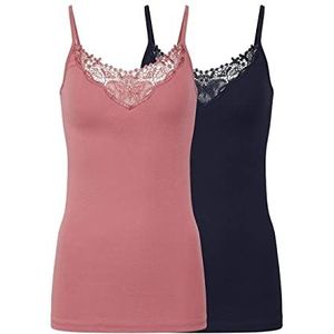 ONLY Onlkira Life Lace Singlet Noos Top voor dames, 2 stuks, Blauw (Night Sky Pack: Night Sky/Withered Rose), S