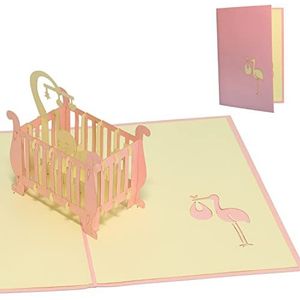 LIN -POP UP 3D wenskaarten wenskaarten geboortekaarten babykaarten kinderbed meisjes
