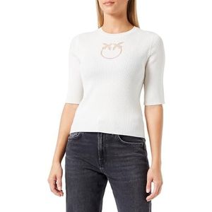 Pinko Tritone wollen logo van TR T-shirt voor dames, Z12_melkachtig wit, XXL