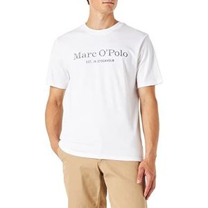 Marc O'Polo Heren 51230 T-shirt met inside-print, comfortabel bovendeel van biologisch katoen, casual shirt met korte mouwen voor heren, wit nieuw, XL