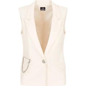 Armani Exchangevoor vrouwen. XW000435AF12749U1003 Mouwloze blazer wit ecru (S), Casual, Polyester, Mouwloos / spaghettibandjes