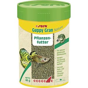 sera Guppy Gran Nature 100 ml (44 g) - plantenvoer van langzaam zinkend zacht granulaat, Guppy voer en voor levend baarden, zwaarddragers, platy, Molly & Co.