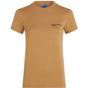 Karl Lagerfeld Jeans, Dames, Slim Korte Mouw Essential Logo Tee, Slim Fit, Bruin, XS