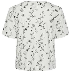 PIECES Dames Pckilma Ss Tee T-shirt, Cloud Dancer/Print: flower Field, M