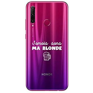Zokko Beschermhoes voor Huawei Honor 20 Lite Jamais zonder mijn blonde - zacht transparant inkt wit
