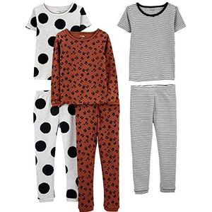 Simple Joys by Carter's Meisjespyjama-set (3-delige, Bruin dierenpatroon/grijze stippen/witte strepen, 3 Jaar