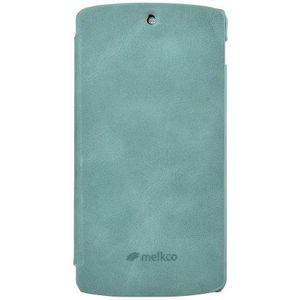Melkco Face Cover Book Type Premium Lederen Hoesje voor Google Nexus 5 - Vintage Lake Blue