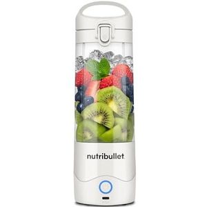 Nutribullet draagbare blender, lichtgewicht draagbare blender, 475ml BPA-vrije Tritan, miniblender met 4-punts roestvrijstalen mes, multifunctionele blender, USB-C oplader, 15+ mengcycli, Wit, NBP003W