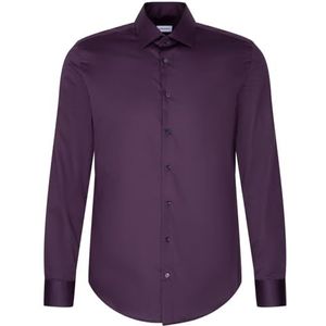 Seidensticker Zakelijk overhemd voor heren, shaped fit, gemakkelijk te strijken, kent-kraag, lange mouwen, 100% katoen, lila, 44