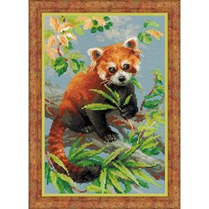 RIOLIS Rode Panda Cross Stitch Kit, Katoen, veelkleurig, 21 x 30 x 0,1 cm